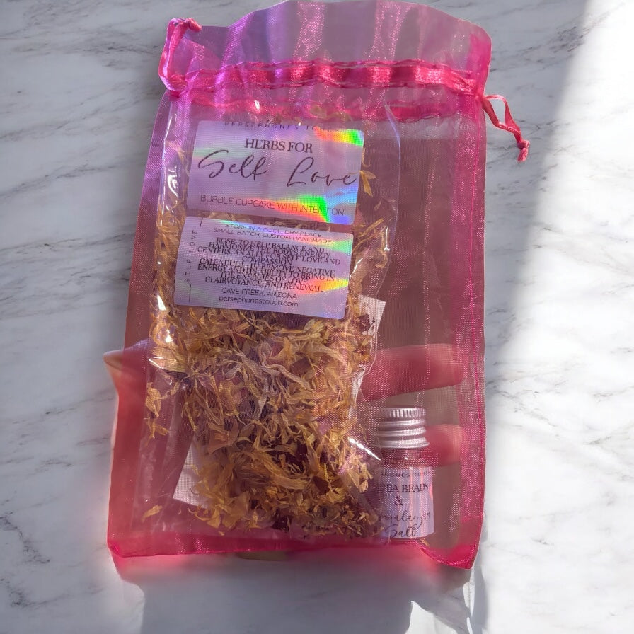 Self Love Bubble Bath Cupcake with Intention